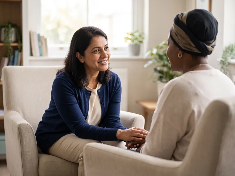 Oncologist in consultation with a patient